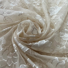 Cream Floral Applique Pure Organza Embroidery