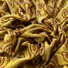 Yellow Geometric Thread Slub Silk Embroidery