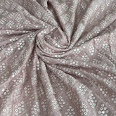 Pastel Pink Thread Mirror Work Slub Silk Embroidery