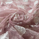 Onion Pink Floral Applique Pure Organza Embroidery