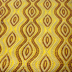 Yellow Geometric Thread Slub Silk Embroidery
