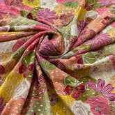 Multicolor Printed Sequins Thread Crepe Embroidery