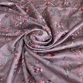 Lilac Multicolour Floral Sequins Thread Pure Tussar Embroidery