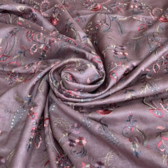 Lilac Multicolour Floral Sequins Thread Pure Tussar Embroidery