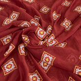 Rust Diamond Multicolor Thread Mul Chanderi Embroidery