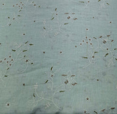 Mint Green Floral Thread Linen Embroidery