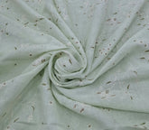 Mint Green Floral Thread Linen Embroidery