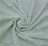 Mint Green Floral Thread Linen Embroidery