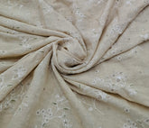 Natural Beige Floral Thread Linen Embroidery