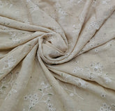 Natural Beige Floral Thread Linen Embroidery