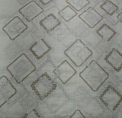 Off White Beige Geometric Threadwork Linen Embroidery