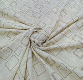 Off White Beige Geometric Threadwork Linen Embroidery
