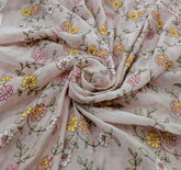 Light Pink Floral Multicolor Threadwork Jal Mul Chanderi Embroidery