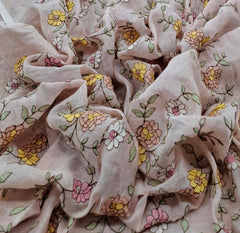 Light Pink Floral Multicolor Threadwork Jal Mul Chanderi Embroidery