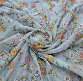 Light Blue Floral Multicolor Threadwork Jal Mul Chanderi Embroidery