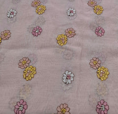 Light Pink Floral Multicolor Threadwork Butti Mul Chanderi Embroidery