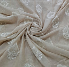 Beige Threadwork Butti Mul Chanderi Embroidery