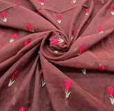 Rust Flower Threadwork Mul Chanderi Embroidery