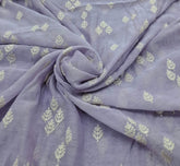 Lavender White Threadwork Butti Mul Chanderi Embroidery