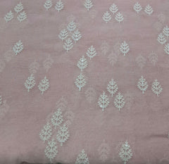 Baby Pink White Threadwork Butti Mul Chanderi Embroidery