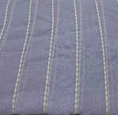 Lavender White Threadwork Stripes Mul Chanderi Embroidery