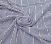 Lavender White Threadwork Stripes Mul Chanderi Embroidery