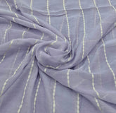 Lavender White Threadwork Stripes Mul Chanderi Embroidery