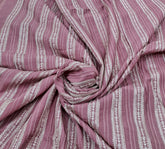 Pink Striped Thread and Zari Slub Silk Embroidery