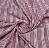 Pink Striped Thread and Zari Slub Silk Embroidery