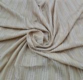 Beige Striped Thread and Zari Slub Silk Embroidery