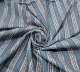 Blue Striped Thread and Zari Slub Silk Embroidery