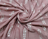 Pink Geometric Butti Thread and Mirrorwork Slub Silk Embroidery
