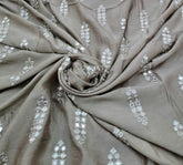 Beige Geometric Butti Thread and Mirrorwork Slub Silk Embroidery