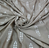 Beige Geometric Butti Thread and Mirrorwork Slub Silk Embroidery