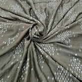 Light Brown Mirror Work Slub Silk Embroidery