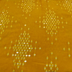 Mango Yellow Mirror Work Slub Silk Embroidery