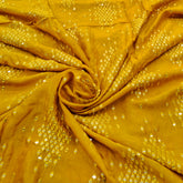 Mango Yellow Mirror Work Slub Silk Embroidery
