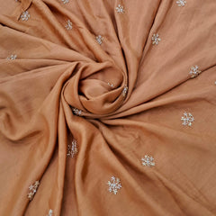 Light Rust Floral Cut Dana Muslin Cotton Embroidery