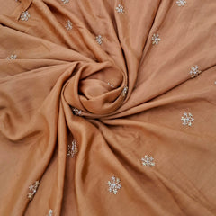 Light Rust Floral Cut Dana Muslin Cotton Embroidery