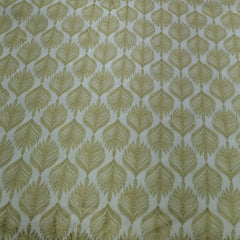 Off White Green Leaf Cotton Embroidery