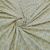 Off White Green Leaf Cotton Embroidery