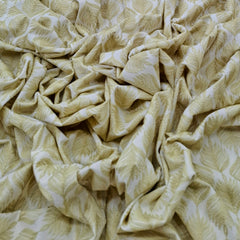 Off White Green Leaf Cotton Embroidery