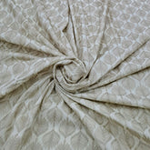 Off White Grey Leaf Cotton Embroidery