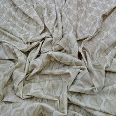 Off White Grey Leaf Cotton Embroidery
