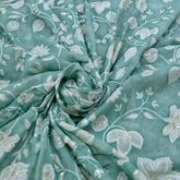 Sea Green Floral Jal Print and Muslin Cotton Embroidery