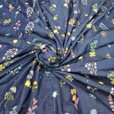 Blue Multicolour Floral Denim Embroidery
