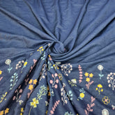 Blue Multicolour Floral Daman Denim Embroidery