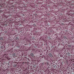 Light Purple Floral Print And Cotton Embroidery