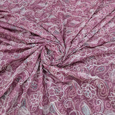Light Purple Floral Print And Cotton Embroidery