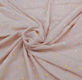 Pink Peach Multicolor Butti Wrinkled Chanderi Embroidery